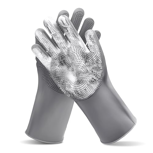 Maiiu Fellpflegehandschuhe für Haustiere, hitzebeständige Hundewaschhandschuhe mit hochdichten Zähnen, Hundebadeschrubber mit verbessertem Fünf-Finger-Design, Silikonhandschuhe für Hunde und Katzen von Maiiu