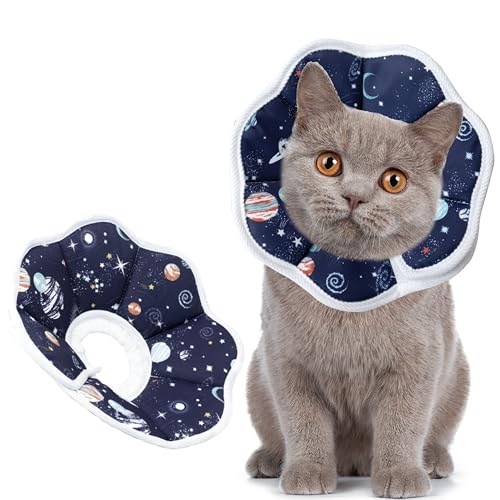 Maiiu Weiches, verstellbares Katzenkegelhalsband, bequemes Katzenhalsband, geeignet für verschiedene Arten von Katzen, elisabethanisches Hals-Schutzhalsband für Katzen nach Operationen (Dunkelblau, XS von Maiiu