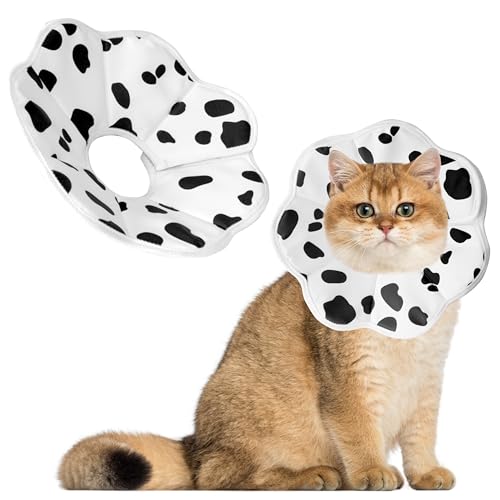 Maiiu Weiches, verstellbares Katzenkegelhalsband, bequemes Katzenhalsband, geeignet für verschiedene Arten von Katzen, elisabethanisches Nackenschutzhalsband für Katzen nach Operationen (Milch, Medium von Maiiu