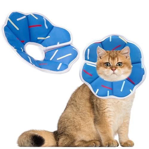 Maiiu Weiches, verstellbares Katzenkegelhalsband, bequemes Katzenhalsband, geeignet für verschiedene Arten von Katzen, elisabethanisches Nackenschutzhalsband für Katzen nach Operationen (blauer von Maiiu