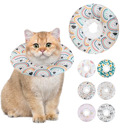 Maiiu Weiches Katzenhalsband, niedliches Katzen-Genesungshalsband, geeignet für kleine, mittelgroße und große Katzen, elisabethanisches Halsband für Katzen nach Operationen (Black Love, Large) von Maiiu
