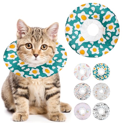 Maiiu Weiches Katzenhalsband, niedliches Katzen-Genesungshalsband, geeignet für kleine, mittelgroße und große Katzen, elisabethanisches Halsband für Katzen nach Operationen (pochiertes Ei, klein) von Maiiu