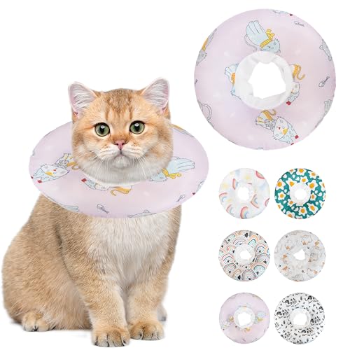 Maiiu Weiches Katzenhalsband, niedliches Katzen-Genesungshalsband, geeignet für kleine, mittelgroße und große Katzen, elisabethanisches Halsband für Katzen nach Operationen (rosa Katze, groß) von Maiiu