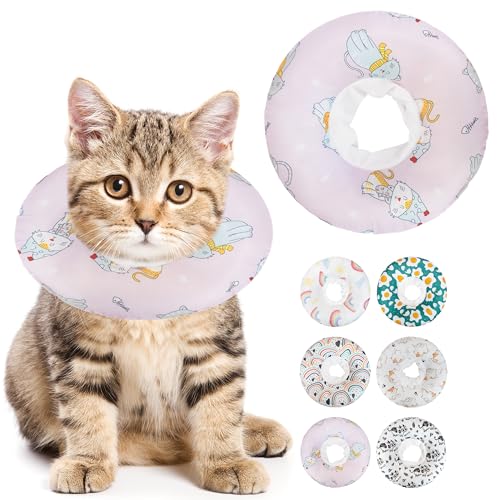 Maiiu Weiches Katzenhalsband, niedliches Katzen-Genesungshalsband, geeignet für kleine, mittelgroße und große Katzen, elisabethanisches Halsband für Katzen nach Operationen (rosa Katze, klein) von Maiiu
