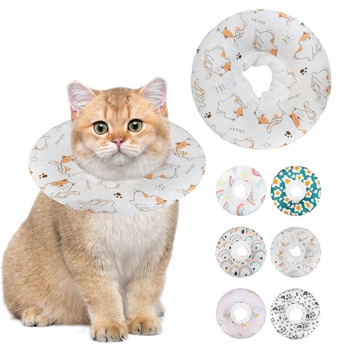 Maiiu Weiches Katzenhalsband, niedliches Katzen-Genesungshalsband, geeignet für kleine, mittelgroße und große Katzen, elisabethanisches Halsband für Katzen nach Operationen (weiße Katze, Medium) von Maiiu