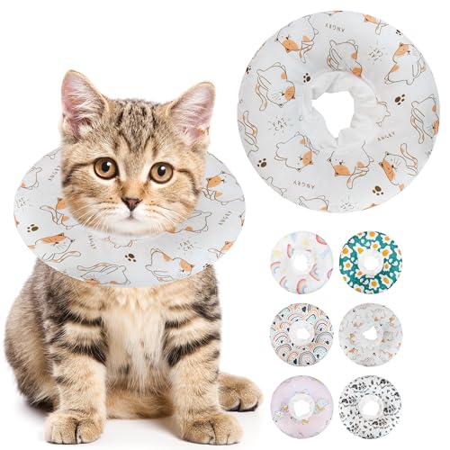 Maiiu Weiches Katzenhalsband, niedliches Katzen-Genesungshalsband, geeignet für kleine, mittelgroße und große Katzen, elisabethanisches Halsband für Katzen nach Operationen (weiße Katze, klein) von Maiiu