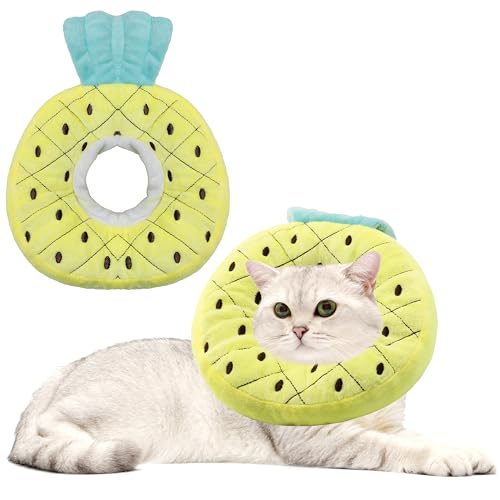 Maiiu Weiches Katzenhalsband, niedliches Katzenhalsband, geeignet für kleine, mittelgroße und große Katzen, elisabethanisches Halsband für Katzen nach Operationen (Ananas, Medium) von Maiiu