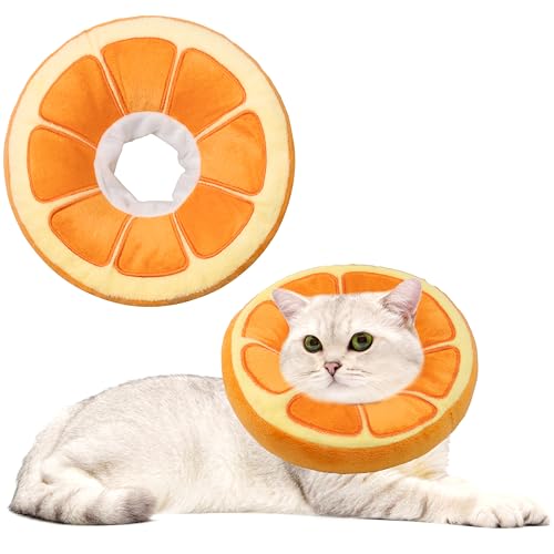 Maiiu Weiches Katzenhalsband, niedliches Katzenhalsband, geeignet für kleine, mittelgroße und große Katzen, elisabethanisches Halsband für Katzen nach Operationen (Orange, M) von Maiiu