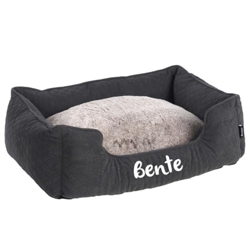 Mainely Petslino - Personalisierbares Hundebett Rechteckig 65x50x20cm – Kuscheliger Korb mit Wendekissen & Anti-Rutsch-Boden – Grau – Name Ihres Tieres aufgestickt – Waschbar & Gepolstert Mainely Petslino - Personalisierbares Hundebett Rechteckig 65x50x20cm – Kuscheliger Korb mit Wendekissen & Anti-Rutsch-Boden – Grau – Name Ihres Tieres aufgestickt – Waschbar & Gepolstert von Mainely
