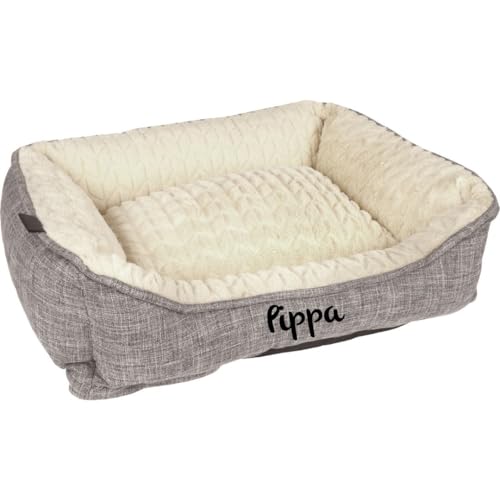 Mainely Petslino - Zupo Rechteckiges Hundebett/Katzenbett Grau – 50x40x16 cm – Personalisiert mit Tiernamen – Weiches Plüschbett mit abnehmbarem Bezug & Anti-Rutsch-Boden Mainely Petslino - Zupo Rechteckiges Hundebett/Katzenbett Grau – 50x40x16 cm – Personalisiert mit Tiernamen – Weiches Plüschbett mit abnehmbarem Bezug & Anti-Rutsch-Boden von Mainely