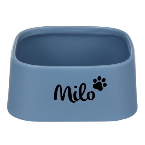 Petslino - Personalisierbarer Futter‑ & Trinknapf „Zara Square Blue“ – Glasiertes Keramik, 900 ml (15×15×6 cm) – Mit Tiernamen – Spülmaschinenfest von Mainely