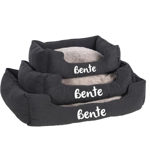 Petslino - Personalisierbares Hundebett Rechteckig 80x67x22cm – Weicher Hundekorb mit Wendekissen, Anti-Rutsch-Boden & Namensstickerei – Dunkelgrau – Waschbar & Kuschelig für kleine bis große Hunde Petslino - Personalisierbares Hundebett Rechteckig 80x67x22cm – Weicher Hundekorb mit Wendekissen, Anti-Rutsch-Boden & Namensstickerei – Dunkelgrau – Waschbar & Kuschelig für kleine bis große Hunde von Mainely