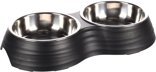 Petslino - Personalisierter Doppelnapf Aschau 2×160 ml – Schwarzer Napfhalter mit 2 Edelstahlnäpfen – rutschfest & spülmaschinengeeignet – Futternapf mit Namensgravur für Hunde & Katzen Petslino - Personalisierter Doppelnapf Aschau 2×160 ml – Schwarzer Napfhalter mit 2 Edelstahlnäpfen – rutschfest & spülmaschinengeeignet – Futternapf mit Namensgravur für Hunde & Katzen von Mainely
