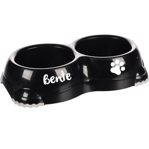 Petslino - Personalisierter Doppelnapf Duplex Leno Classic 2×330 ml – Kunststoff-Napfhalter mit 2 fest integrierten Näpfen – rutschfest & Spülmaschinengeeignet von Mainely