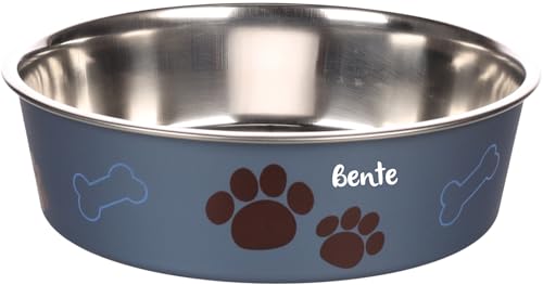 Petslino - Personalisierter Hundenapf Kena 1500 ml – Metallblauer Edelstahlnapf mit rutschfestem Ring – Spülmaschinengeeignet (Ring separat) – Fressnapf mit Namensgravur für große Hunde von Mainely