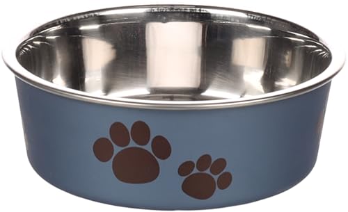 Petslino - Personalisierter Hundenapf Kena 300 ml – Metallblauer Edelstahlnapf mit Anti-Rutsch-Ring – Spülmaschinengeeignet (Ring separat) – Napf mit Namensgravur für Hunde & Katzen von Mainely