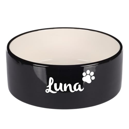 Petslino - Personalisierter Hundenapf Rocky - Keramiknapf Schwarz-Weiß (L) von Mainely