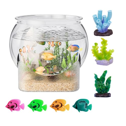 Betta Aquarium, transparent, Kunststoff, klein, Beta-Fisch-Aquarien, Schale mit lebensechten Korallen für Garnelen, Guppy, Quallen, Goldfisch, Buntbarsch, leicht, ideal für Zuhause, Büro Betta Aquarium, transparent, Kunststoff, klein, Beta-Fisch-Aquarien, Schale mit lebensechten Korallen für Garnelen, Guppy, Quallen, Goldfisch, Buntbarsch, leicht, ideal für Zuhause, Büro von Mairuker