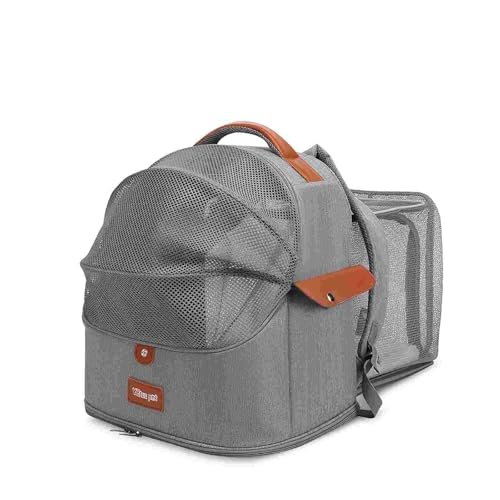 Expandierbarer Katzenrucksack - Faltbarer Haustiertransportrucksack mit atmungsaktivem 4D-Netz, Hundetransportrucksack für Haustiere bis zu 12 kg (Grau) von Maisly