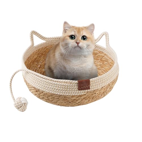 Maisly Natürliches Katzenbett Stroh Nest Woven Pet House, All-Season Haustier Bett mit einem spielenden Ball für Katzen & kleine Hunde bis zu 22lbs, Rund Maisly Natürliches Katzenbett Stroh Nest Woven Pet House, All-Season Haustier Bett mit einem spielenden Ball für Katzen & kleine Hunde bis zu 22lbs, Rund von Maisly