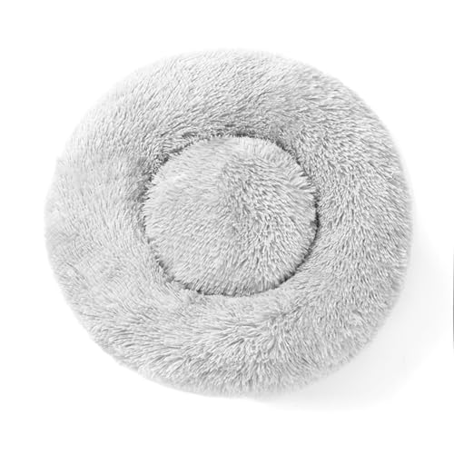Maitawa Flauschiges Hundebett für kleine Hunde & Katzen – Weiches Katzenkissen Rund (60 cm, Grau) – Waschbarer Hundekorb zum Schlafen mit Kuscheliger Polsterung – Ideal für Welpen & Senior-Hunde von Maitawa