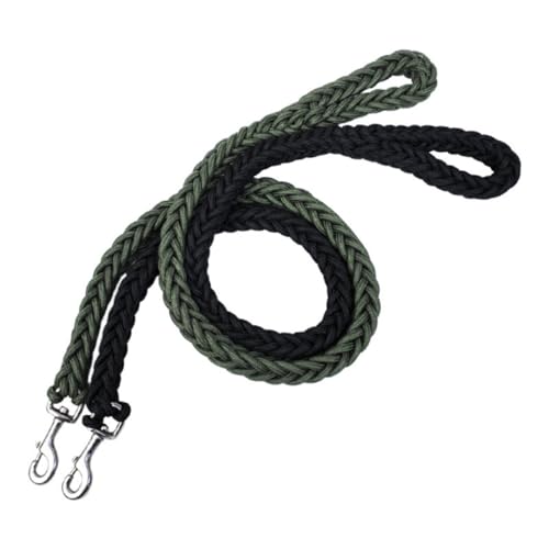 Maitawa Hundeleine 3m – 2er Pack Bissfeste Schleppleine für Große Hunde, Verstellbare 8-Fach Geflochtene Nylon-Leine mit Robuster Karabiner (Schwarz + Olive Grün) von Maitawa