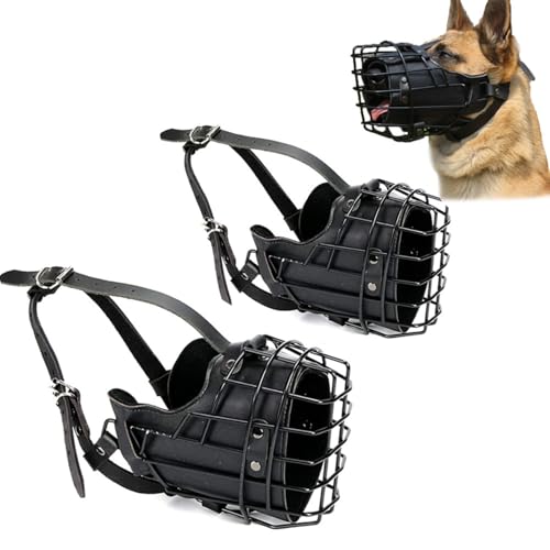 [Maitawa] Hundemaulkorb aus Edelstahl & Leder – Atmungsaktiver, Verstellbarer Maulkorb für kleine & große Hunde (2 Größen) | Maulkorb für Hunde, Hundemaulkorb (14 * 13.5 * 9cm) von Maitawa
