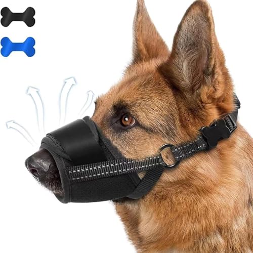 Maitawa Maulkorb für Hunde - Atmungsaktiver & Verstellbarer Beißschutz aus Polyester, Verhindert Beißen & Bellen (Größe S/M/L, Schwarz) - Ideal für mittelgroße Hunde von Maitawa
