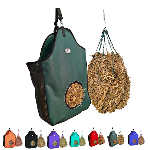 Majestic Ally 1200 D Heu-Futterstation Tragetasche für Pferde, Schafe mit reflektierendem Rand, reduziert Abfall, kommt mit 91,4 cm Heunetz (Jägergrün) von Majestic Ally