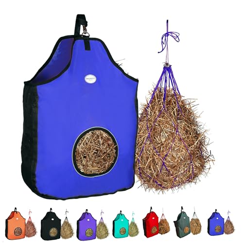 Majestic Ally 1200 D Heu-Futterstation Tragetasche für Pferde, Schafe mit reflektierendem Rand, reduziert Abfall, kommt mit 91,4 cm Heunetz (Königsblau) von Majestic Ally