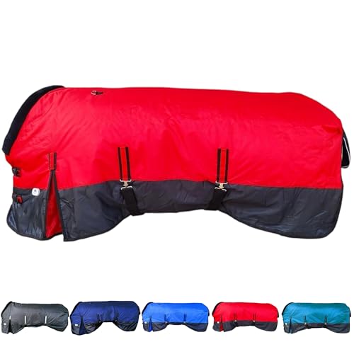 Majestic Ally 420D wasserdichte Pferde-Stalldecke, 200 g Polofil, 210 T-Futter, mehrere Farben und Größen, Rot, 203,2 cm Majestic Ally 420D wasserdichte Pferde-Stalldecke, 200 g Polofil, 210 T-Futter, mehrere Farben und Größen, Rot, 203,2 cm von Majestic Ally