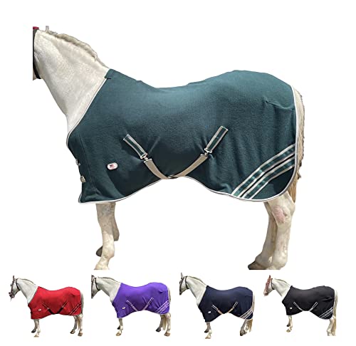 Majestic Ally Anti-Pilling-Fleece-Pferdedecke/Bettlaken mit silberfarbenem geflochtenem Seil, 198,1 cm, Grün von Majestic Ally