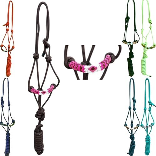 Majestic Ally Geflochtenes Seilhalfter mit Perlen, gepolstert, 3 m lang, Braun von Majestic Ally