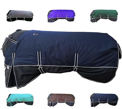 Majestic Ally Pferdedecke aus Ripstop-Nylon, 600 D, wasserdicht, schwer, regen- und wetterbeständig, 250 g/m², Marineblau, 190 cm Majestic Ally Pferdedecke aus Ripstop-Nylon, 600 D, wasserdicht, schwer, regen- und wetterbeständig, 250 g/m², Marineblau, 190 cm von Majestic Ally