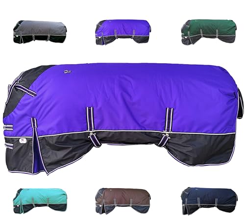 Majestic Ally Pferdedecke aus Ripstop-Nylon, 600 D, wasserdicht, schwer, regen- und wetterbeständig, 250 g/m², Violett / Schwarz, 183 cm Majestic Ally Pferdedecke aus Ripstop-Nylon, 600 D, wasserdicht, schwer, regen- und wetterbeständig, 250 g/m², Violett / Schwarz, 183 cm von Majestic Ally