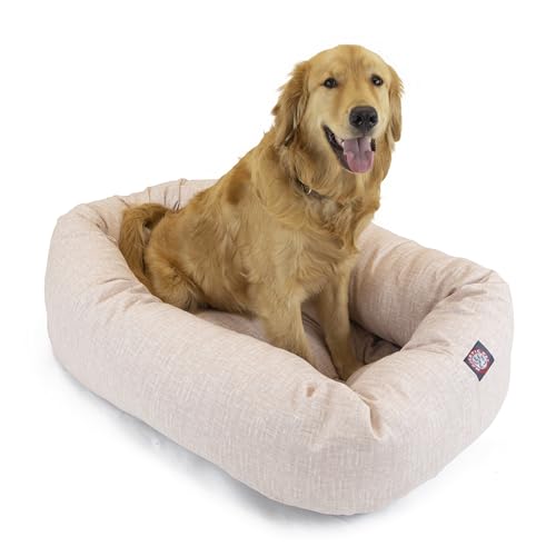 Majestic Pet Bagel Beruhigendes Hundebett, waschbar, gemütlich, weich, rund, mit Wirbelsäulenstütze, für Hunde, um ihren Kopf auszuruhen, flauschiges Donut-Hundebett, 61 x 48 x 17 cm, rund, Größe S, Majestic Pet Bagel Beruhigendes Hundebett, waschbar, gemütlich, weich, rund, mit Wirbelsäulenstütze, für Hunde, um ihren Kopf auszuruhen, flauschiges Donut-Hundebett, 61 x 48 x 17 cm, rund, Größe S, von Majestic