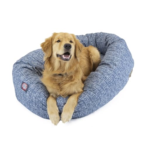 Majestic Pet Bagel Beruhigendes rundes Hundebett, waschbar, flauschig, Donut, Größe XL, Blau, 132 x 89 x 27 cm Majestic Pet Bagel Beruhigendes rundes Hundebett, waschbar, flauschig, Donut, Größe XL, Blau, 132 x 89 x 27 cm von Majestic