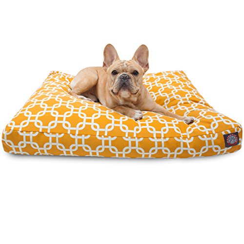 Majestic Pet Products Hundebett, rechteckig, mit abnehmbarem waschbarem Bezug, Gelb von Majestic