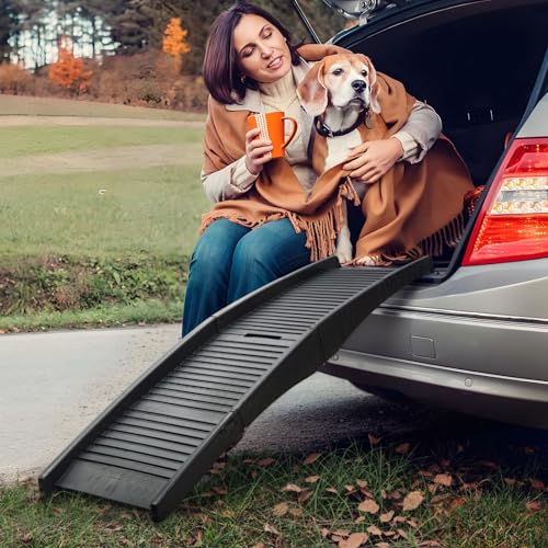 Makamsui Hunderampe für Auto, 4-Falz Faltbare Große Hundeleiter, Hund Autorampe Haustiertreppe mit Rutschfester Oberfläche für Easy Car & SUV & Truck, Unterstützt bis zu 150 Pfund Schwarz Makamsui Hunderampe für Auto, 4-Falz Faltbare Große Hundeleiter, Hund Autorampe Haustiertreppe mit Rutschfester Oberfläche für Easy Car & SUV & Truck, Unterstützt bis zu 150 Pfund Schwarz von Makamsui