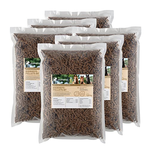 Makana Bierhefepellets BT (Biertreber) für Tiere, mit Leinkuchen, 6 x 1,5 kg Beutel von Makana