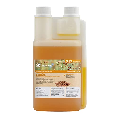 Makana Leinöl für Tiere, kaltgepresst und 100% rein, 500 ml Dosierflasche von Makana