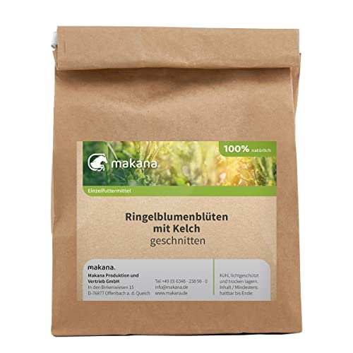 Makana Ringelblumenblüten mit Kelch für Tiere, geschnitten, 500 g Tüte von Makana