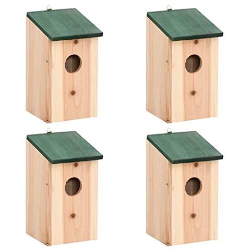 4 Stück Holz Vogelhaus Box Vögel Nisthaus Nistkasten für Vögel, Brutkasten Nisthilfe Vogelnistkasten, Aufhängevorrichtung, 12x12x22 cm von Makastle