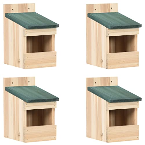 4 Stück Holz Vogelhaus Box Vögel Nisthaus Nistkasten für Vögel, Brutkasten Nisthilfe Vogelnistkasten, Aufhängevorrichtung, 12x16x20 cm Tannenholz von Makastle