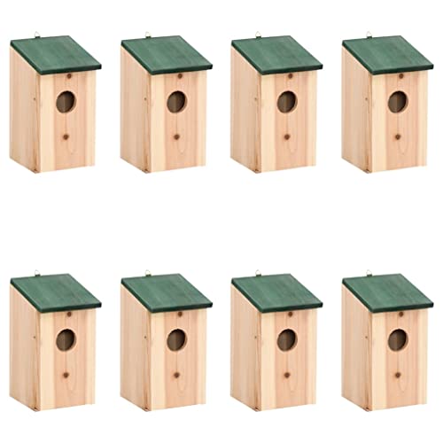 8 Stück Holz Vogelhaus Box Vögel Nisthaus Nistkasten für Vögel, Brutkasten Nisthilfe Vogelnistkasten, Aufhängevorrichtung, 12x12x22 cm von Makastle