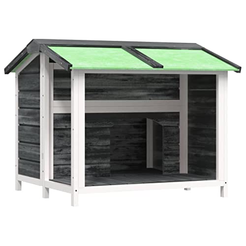 Hundehütte aus Holz, Hundehaus Kleintierhaus mit Wasserfestes Dach, Outdoor Hütte für drinnen und draußen, Katzenhaus Hundebett Haustierbett Hundeliege, Grau 96x87x80,5 cm von Makastle