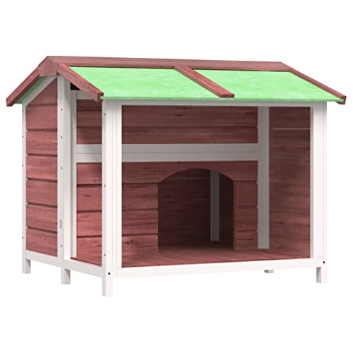 Hundehütte aus Holz, Hundehaus Kleintierhaus mit Wasserfestes Dach, Outdoor Hütte für drinnen und draußen, Katzenhaus Hundebett Haustierbett Hundeliege, Mokka 96x87x80,5 cm von Makastle