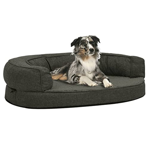 Makastle Haustiersofa Hundematte Hundebett Hundesofa Hundecouch Katzen Sofa für kleine Hunde und Katzen, Liegedecke Schlafplatz, Ergonomisch 75x53cm Leinenoptik Fleece Dunkelgrau von Makastle