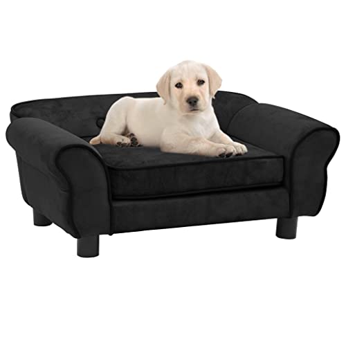 Makastle Haustiersofa Hundematte Hundebett Hundesofa Hundecouch Katzen Sofa für kleine Hunde und Katzen, Schlafplatz, Schwarz 72x45x30 cm Plüsch von Makastle