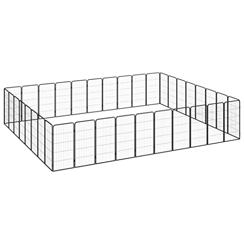 Outdoor Welpenauslauf Freilaufgehege drinnen und draußen rechteckig Welpenlaufstall Welpengehege Welpenzaun, Tiergehege für Hunde, Verschließbare Tür, 36-TLG, Schwarz 50x100 cm von Makastle